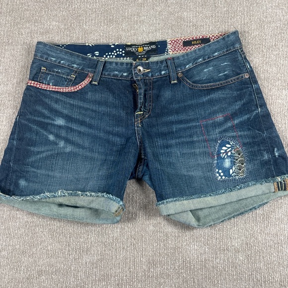 Lucky Brand Women's Distressed Blue Jean Shorts size 6/28 Riley 1265 - Picture 1 of 7